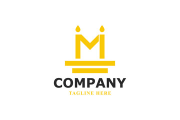 modern candle letter m logo design