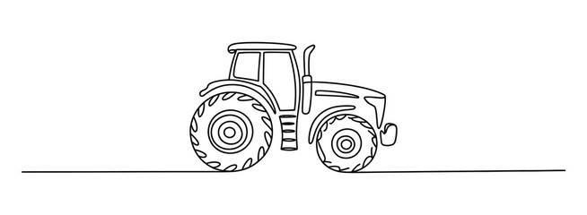 Continuous line drawing of tractor symbolizing farming agriculture rural machinery and countryside lifestyle illustration © StockSynergy