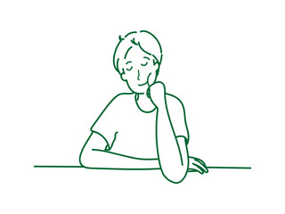 頬　手　イラスト