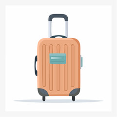 Ready for adventure, this modern peach suitcase with retractable handle awaits your next journey.