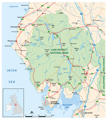 Map of Lake District National Park, England, United Kingdom