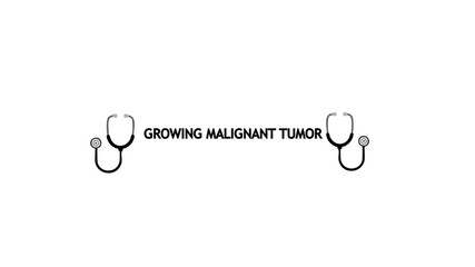 Growing malignant tumor concept word holding stethoscope on white background for cancer monitoring, diagnosis, treatment, prevention, wellness, and oncology awareness. - Powered by Adobe