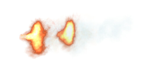 High temperature afterfire exhaust flame burst mockup with smoke on transparent background, perfect for VFX, racing scenes or turbocharged vehicle backfire simulation in motion graphics