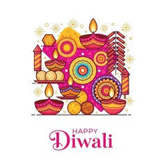 Fototapeta premium Aesthetic Happy Diwali Festival of Light Graphic
