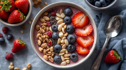 Healthy Smoothie Bowl with Berries, Nuts, and Seeds A Delicious and Nutritious Breakfast or Snack Option