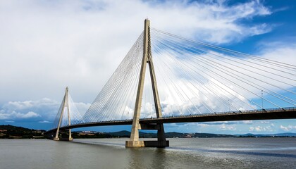 Fototapeta premium Modern cable-stayed bridge spanning a body of water