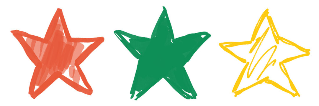 illustration: christmas stars in doodle style isolated on white or transparent png