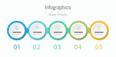 Infographic 5 options design elements for your business data. Vector Illustration.