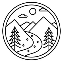 Nature Walk Tracker Icon Minimalist Line Art Vector for Outdoor Activity & Fitness Apps