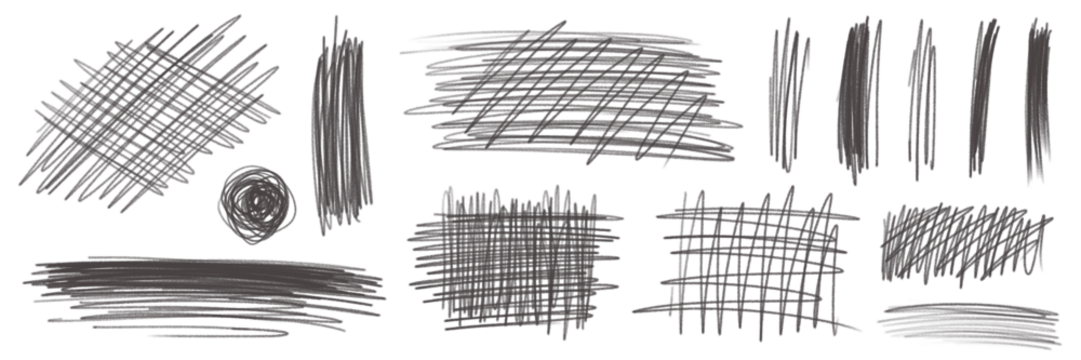 set of hand drawn pencil stroke textures isolated on white or transparent png - Powered by Adobe