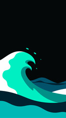 Stylized wave illustration on dark background
