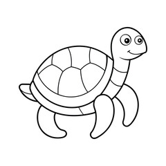Cute cartoon turtle illustration isolated on white background