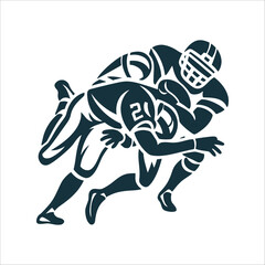 Football Tackle Silhouette, Strong Defensive Play ensive stance mid tackle