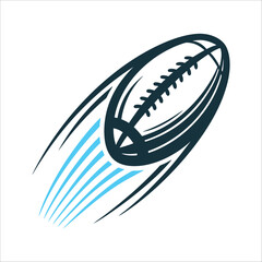 Dynamic Rugby Ball Vector in Motion, White Background Rugby Ball in Motion Dynamic mid air spiral