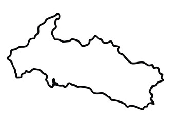 Obraz premium Outline map of a geographical region with jagged border and mountainous terrain shape
