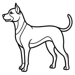Standing Dog Silhouette Line Art Vector Minimalist Pet Outline Illustration