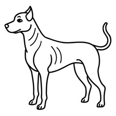 Standing Dog Silhouette Line Art Vector Minimalist Pet Outline Illustration