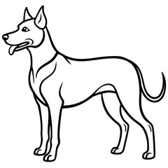 Standing Dog Silhouette Line Art Vector Minimalist Pet Outline Illustration