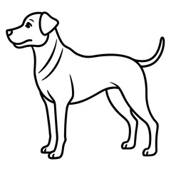 Standing Dog Silhouette Line Art Vector Minimalist Pet Outline Illustration