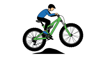 Fototapeta premium Cartoon Illustration of a Cyclist Riding a Green Mountain Bike.