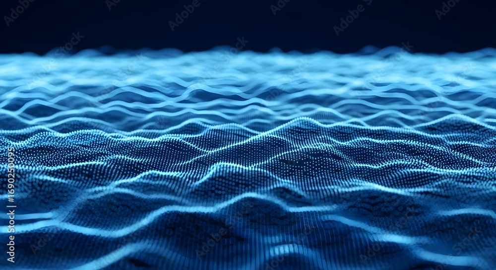 Aufkleber dynamic blue digital wave background for modern technology, data science, and abstract designs adds 
