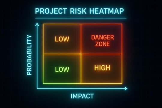 Project Risk Assessment Heatmap with Probability and Impact Matrix for Business Planning