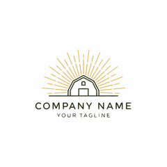 Minimalist barn logo with sun rays.