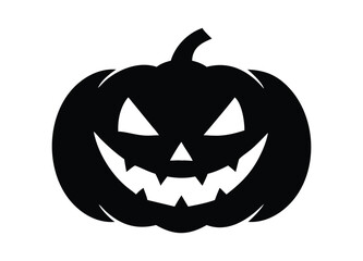 Spooky halloween jack o lantern pumpkin silhouette icon for festive decorations