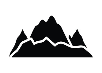 Bold black silhouette of jagged mountain peaks and ridges for outdoor adventure themes © md