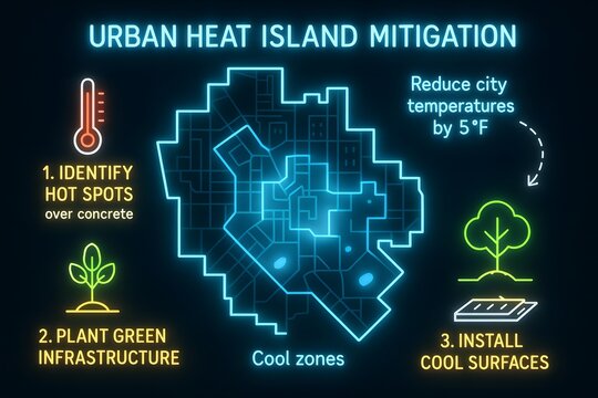 Urban Heat Island Mitigation Strategies with Green Roofs and Cool Pavements for Sustainable City Planning