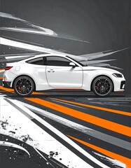 Obraz premium White Sports Car on Abstract Background