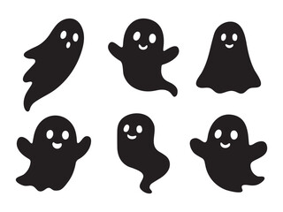 Halloween spooky ghost vector silhouette set featuring unique ghost collection for design projects