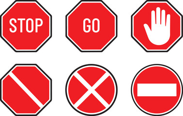 Traffic Signs Stop Go Hand Signal Prohibitory Symbols Street Safety