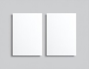 Blank folded paper mockup on gray background, top view of empty white sheet template for flyer, brochure, invitation, or leaflet design presentation, minimal clean stationery concept with soft shadows