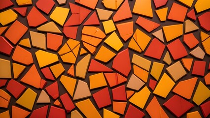 Abstract Warm-Toned Shattered Geometric Mosaic