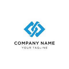 Obraz premium Abstract logo design with interconnected blue squares.