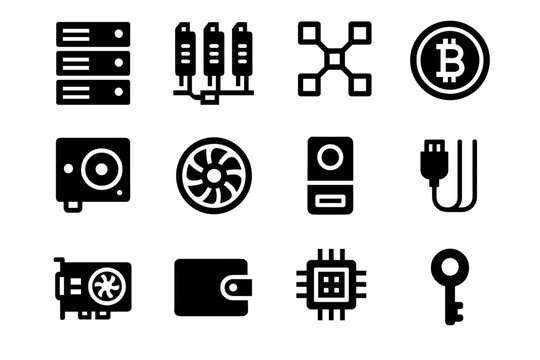 Device cable supply digital server gpu vector rack icon mining key power