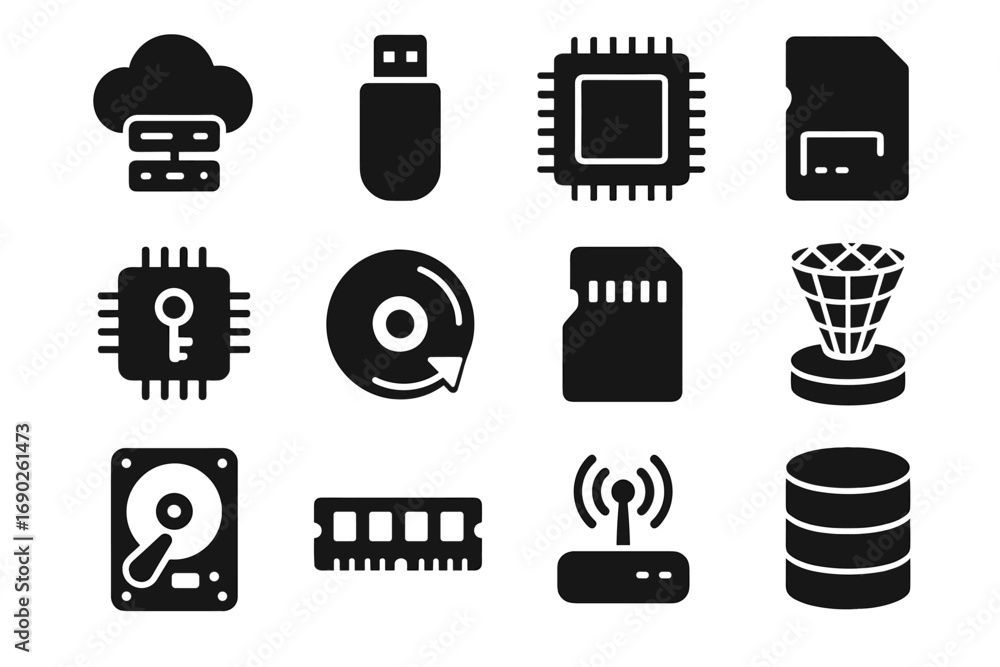 Aufkleber card holographic storage modern icon memory data encryption transmitter drive vector