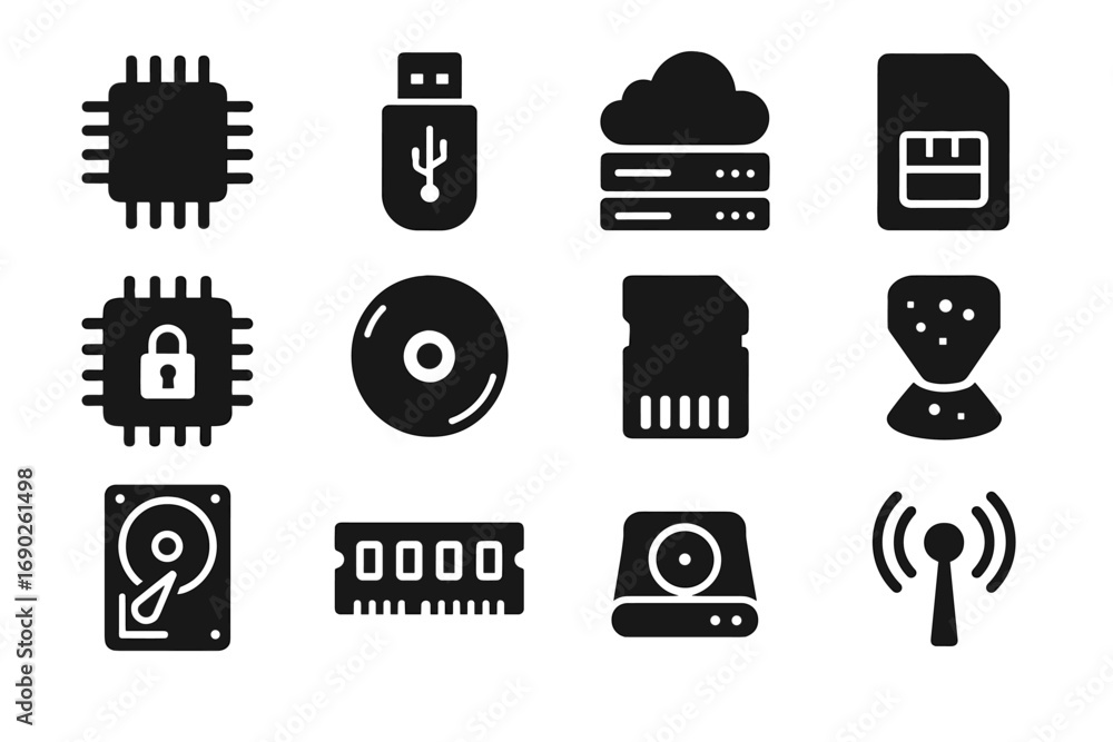 Poster drive disk vector icon icons card memory digital storage hard cloud wireless