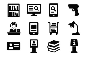 Modern tablet vector scanner icon reading digital library membership trolley stack