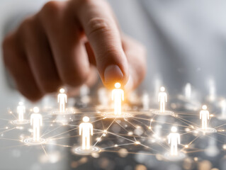 Digital network connecting individual icons representing social or professional connections