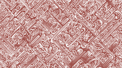 Red and white seamless pattern texture of old wood. Decorative retro ornament background.