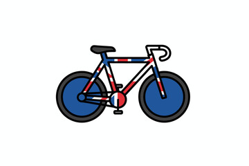 Obraz premium A stylized illustration of a bicycle, featuring red, white, and blue colors, likely representing a flag design.