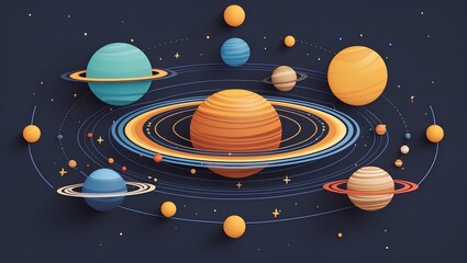 Fototapeta premium detailed 3D infographic of the solar system featuring all eight planets