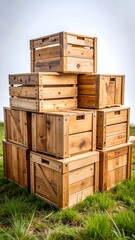 Wooden crates stacked outdoors (2)