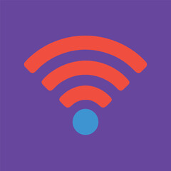 Stylized wifi signal icon on a purple background.