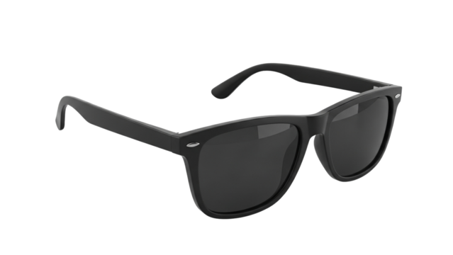 Stylish black sunglasses against a transparent background for fashion and eye protection, ready for any occasion
