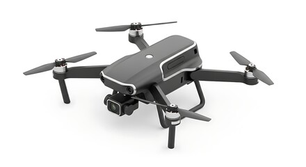 Modern drone with camera isolated on white background studio shot