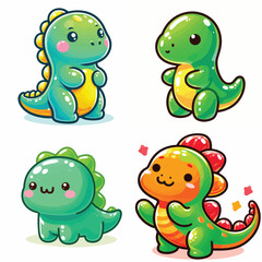 Naklejka premium Cute Gummy Dinosaur Illustration