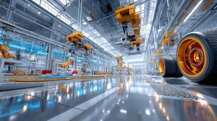 Fototapeta premium Automated Manufacturing Process in Modern Factory